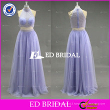 2017 ED Lavender Custom Made Halter Sleeveless Two-Piece Bead Work Tulle Prom Dress